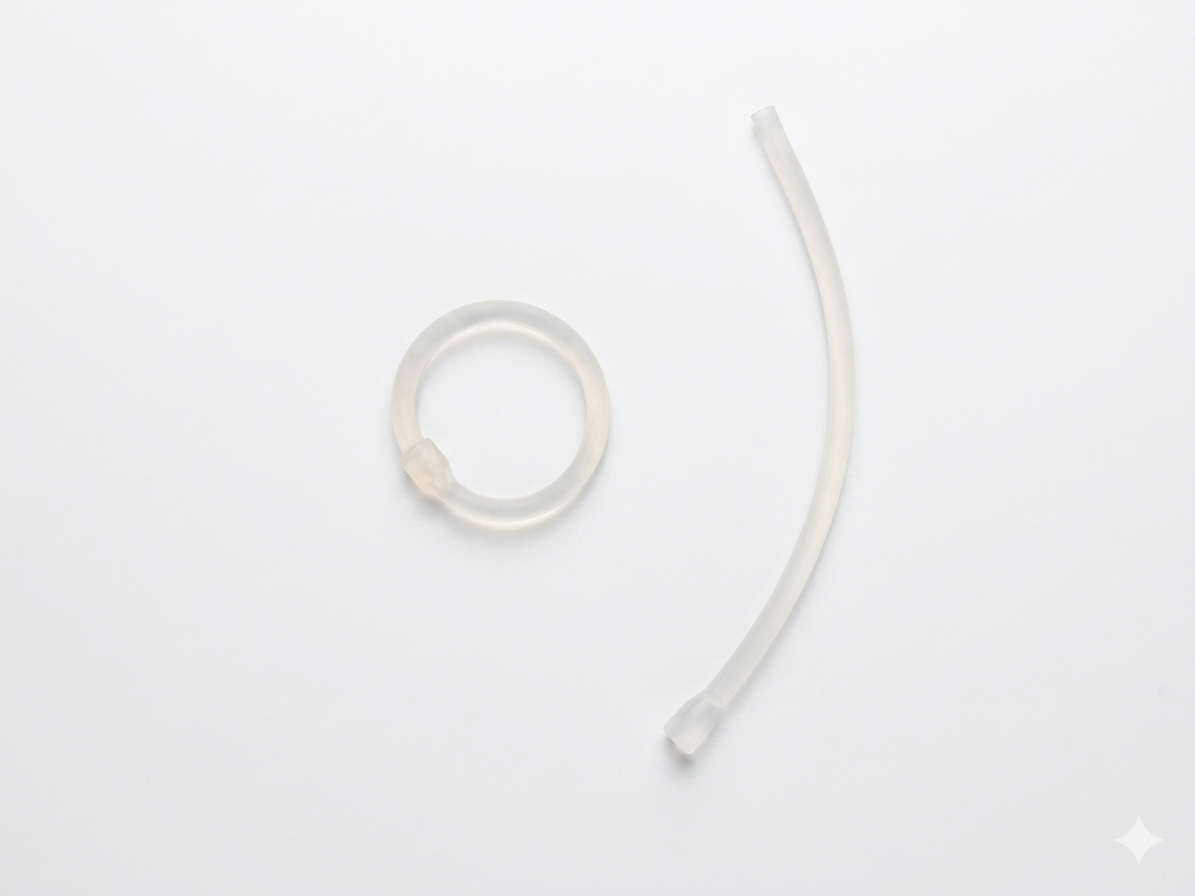 The Circunaro ring — a translucent medical-grade silicone device